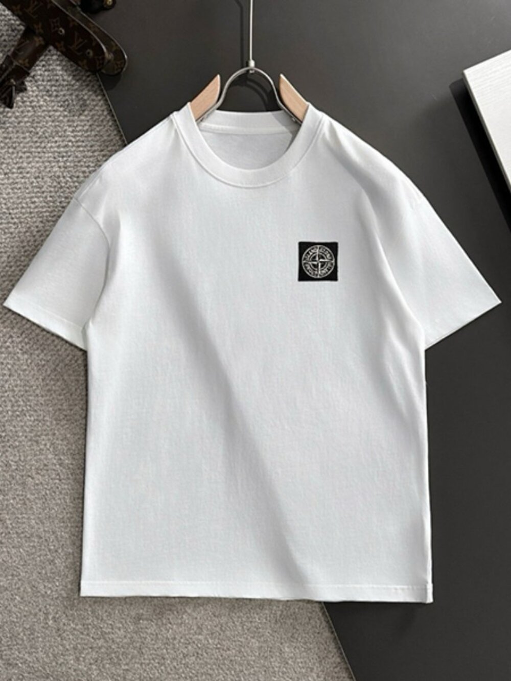 Stone Island White Compass Logo Patch Short-Sleeve T-Shirt